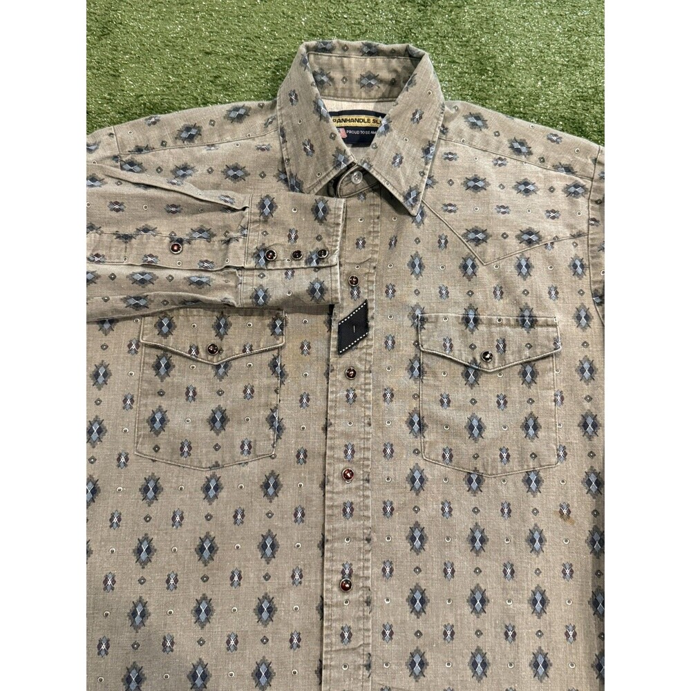 Panhandle Slim Shirt Men’s Long Sleeve SZ Med Western Style Pearl Snap
